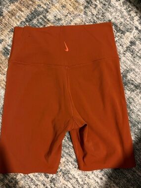 Nike Womens High-Waist Bike Shorts - Rust Orange